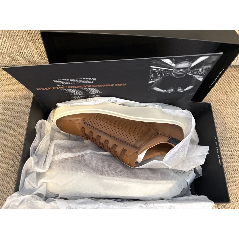 Allen Edmonds Oliver Sneaker Mens 8 3E Luggage Tan New Leather Slip-On EC4501007 - Picture 14 of 16